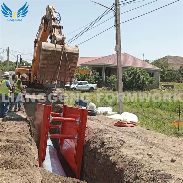 Lianggong Trench Shoring Shields Система за укрепване на изкопи, използвана при изкопаване на канавки и полагане на тръби